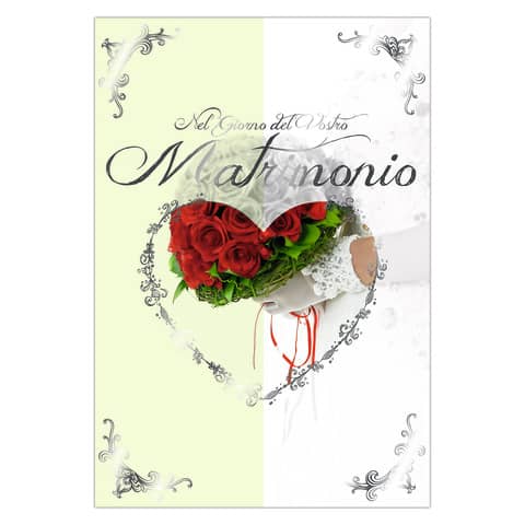 Biglietti augurali Matrimonio Biembi 12x18 cm fustellati oro - conf. 6 pz assortiti con portasoldi - BXBDKTC05